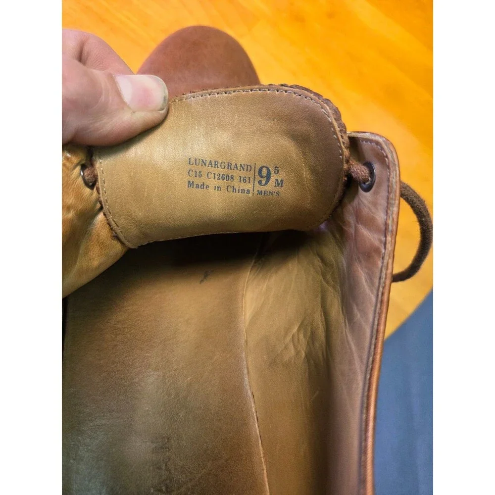 Cole Haan LunarGrand Wingtip Brown Leather Derby Shoes Men's 9.5M - Good